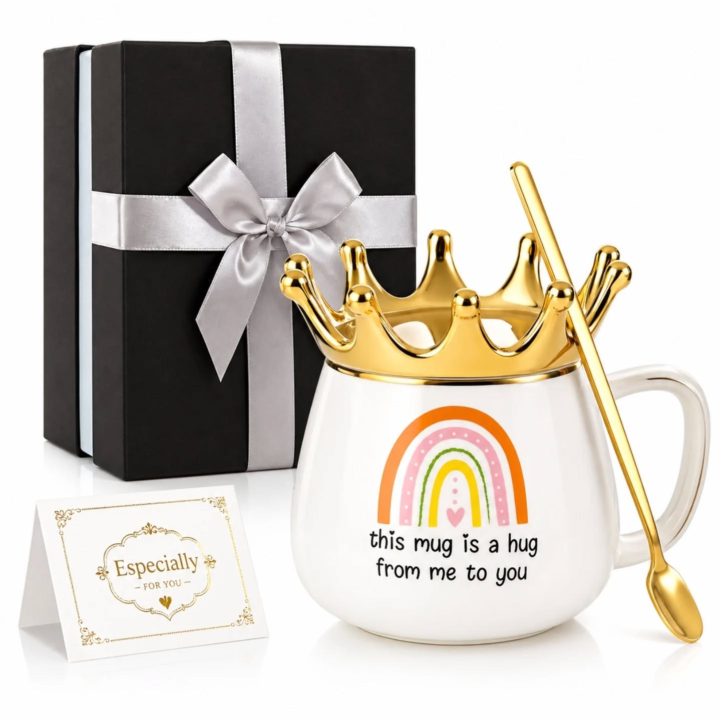 Queen This Is A Hug From Me To You Ceramic Gold & Ivory 12oz Mug – view 1