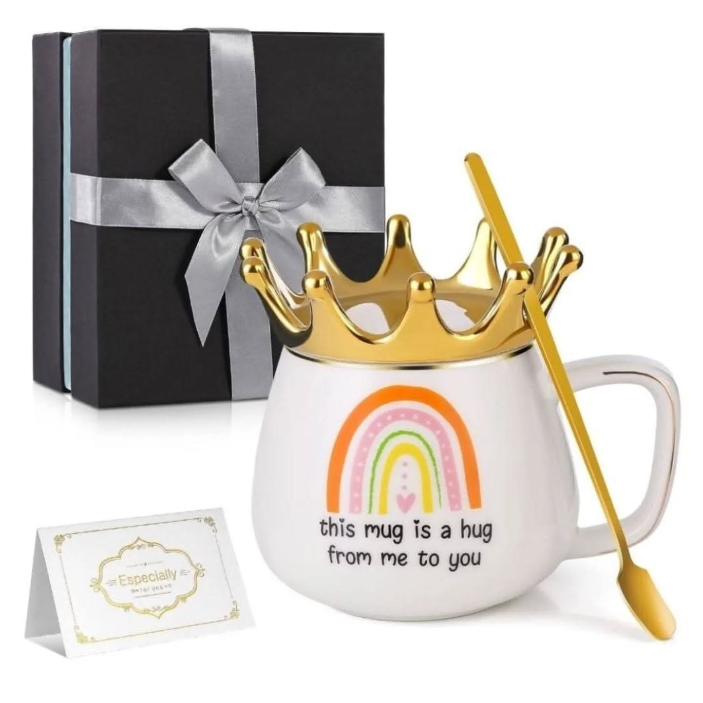 Queen This Mug Is A Hug From Me To You Ceramic Gold & Ivory 12oz Mug – view 1