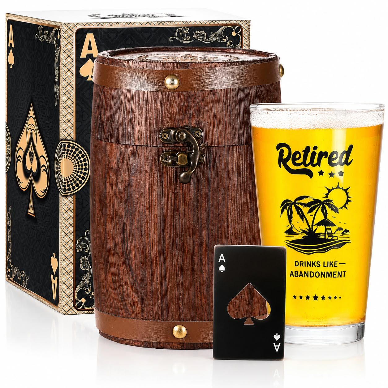 Retired Beer Glass & Wooden Barrel Gift Box – view 1