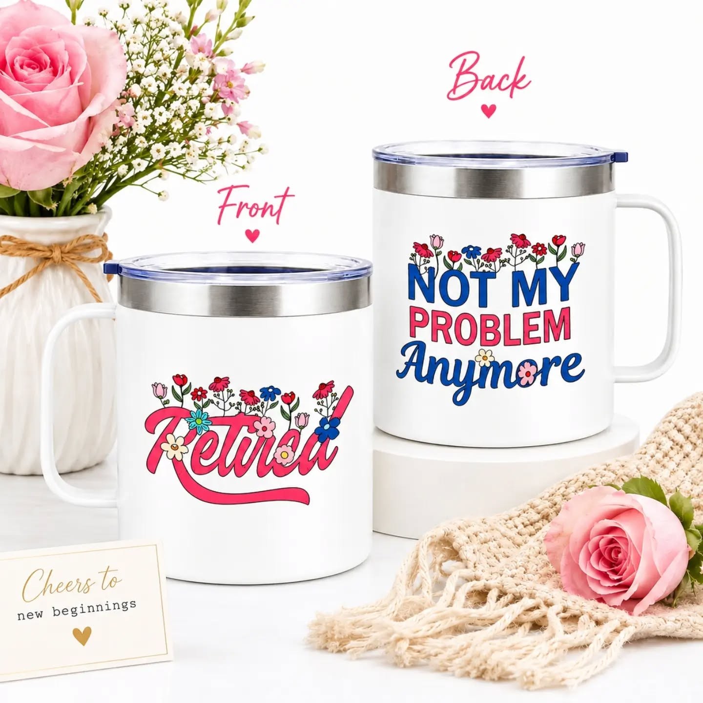 Retired, Not My Problem Anymore Stainless Steel 14oz Travel Cup – view 1