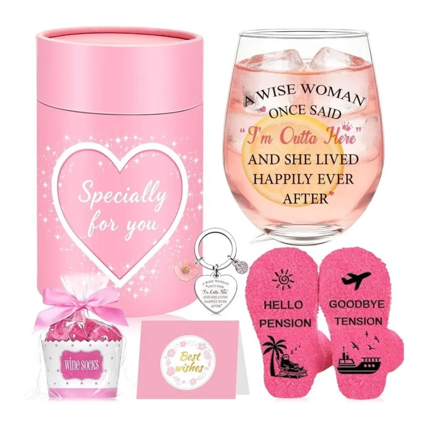 Retirement Gift Set – Wine Glass & Socks – view 1