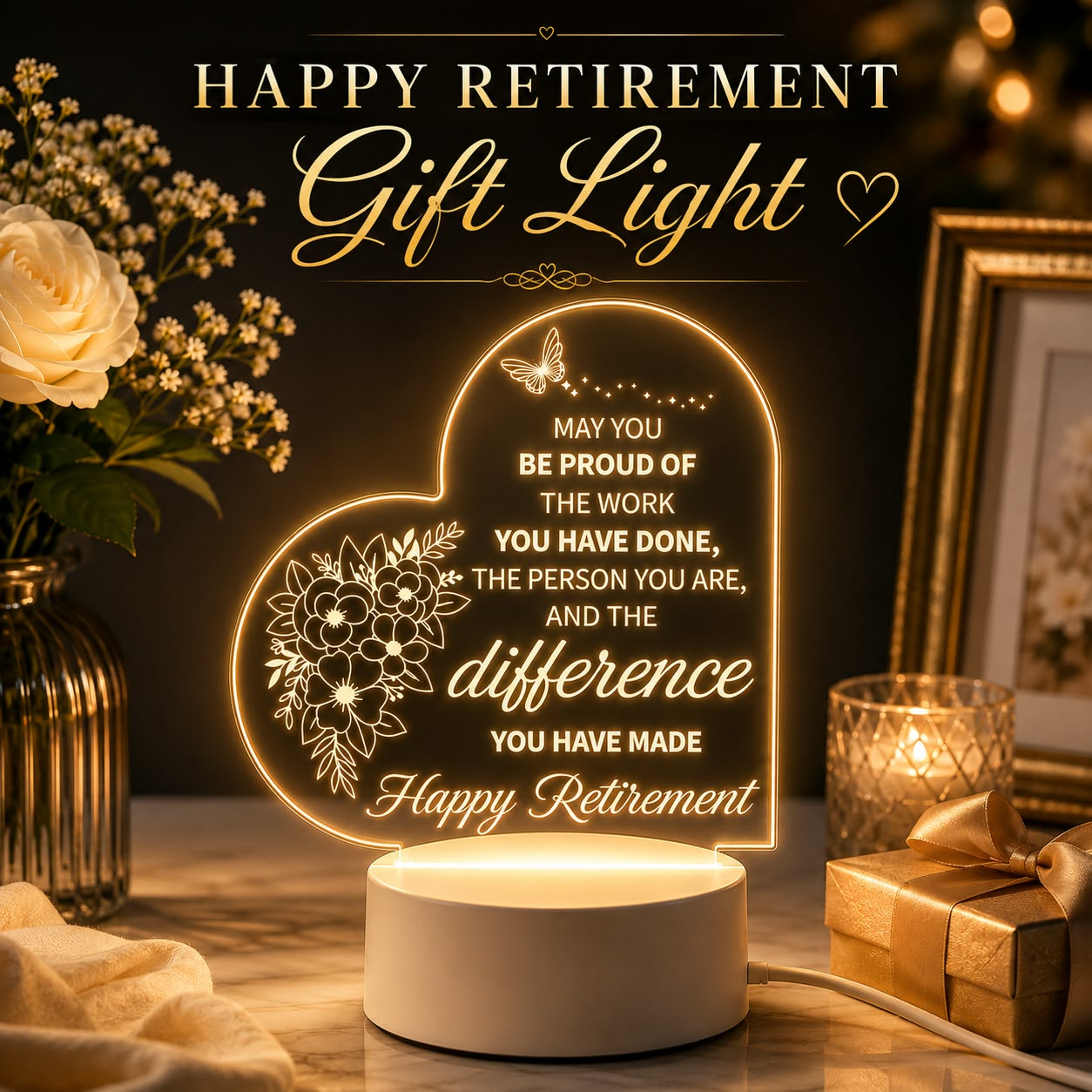 Happy Retirement LED Gift Light – view 1