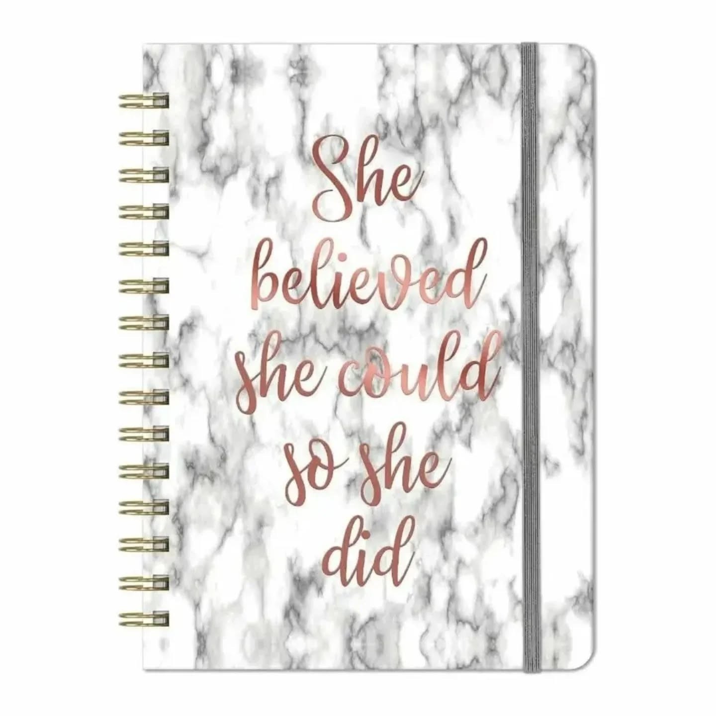 She Believed She Could So She Did Marble Grey & Rose Gold Journal: Lined Spiral Journal With Premium Thick Paper – view 1