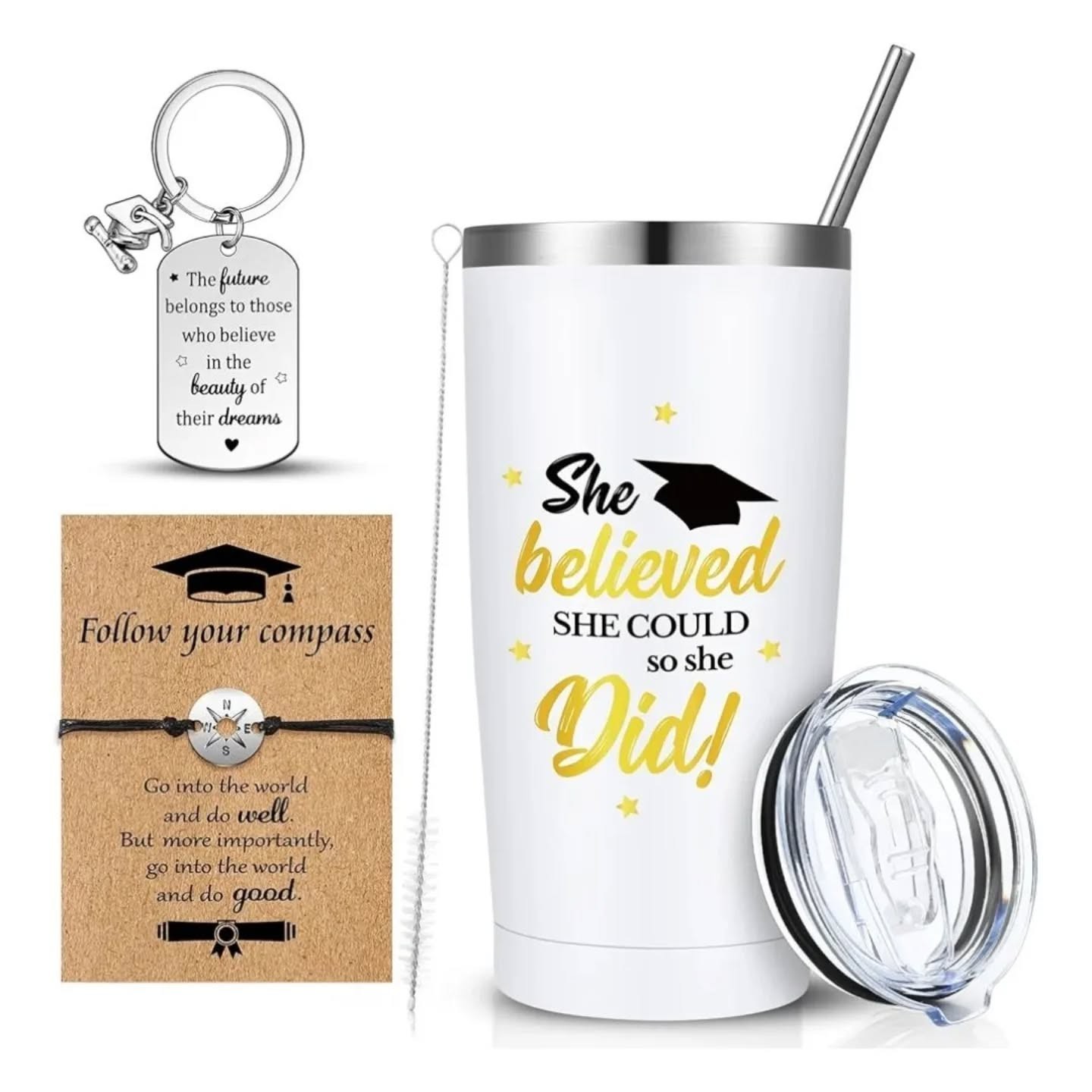 She Believed She Could So She Did Gift Set – Compass Bracelet (20oz) – view 1