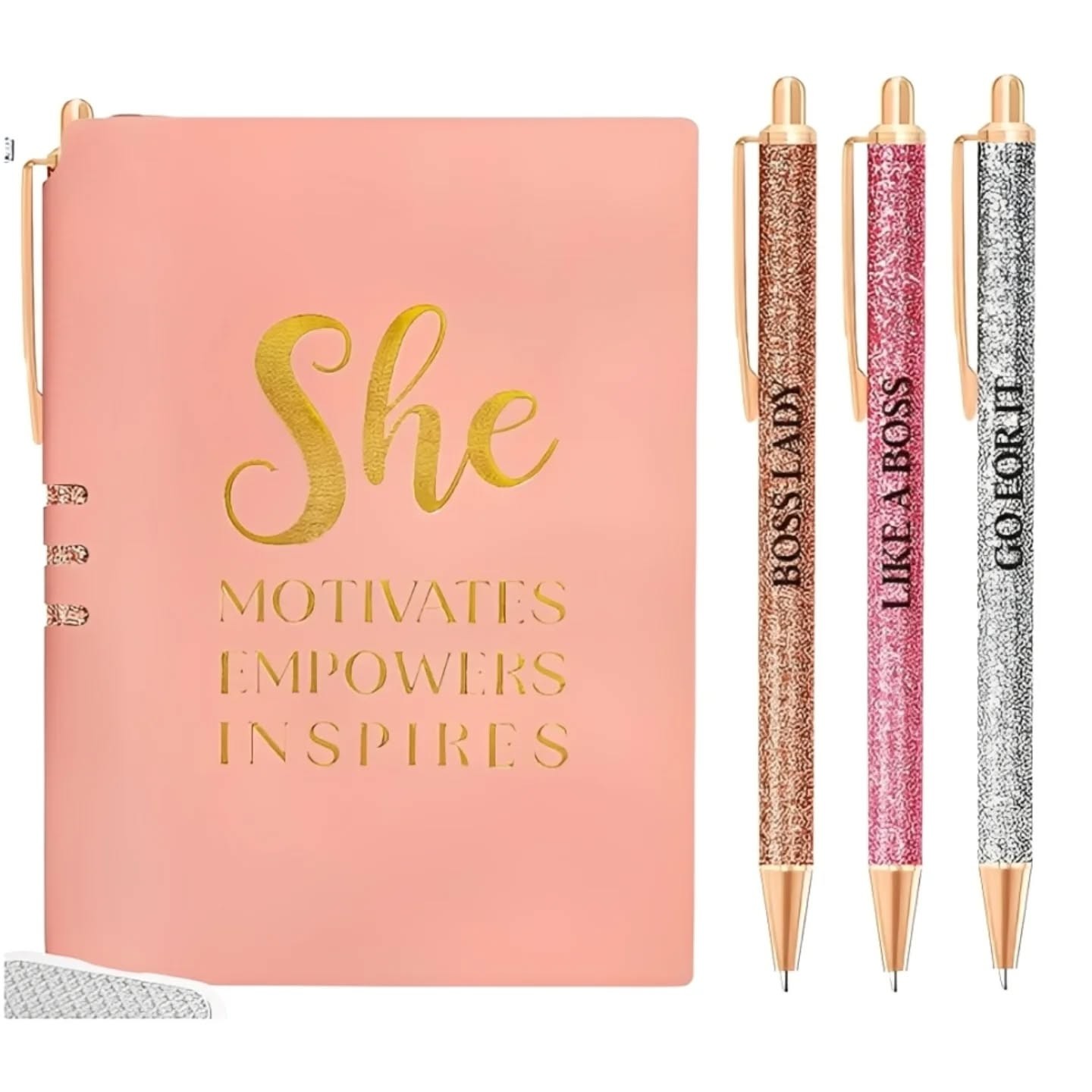 She Motivates, Empowers, Inspires Journal & Pens Gift Set – view 1