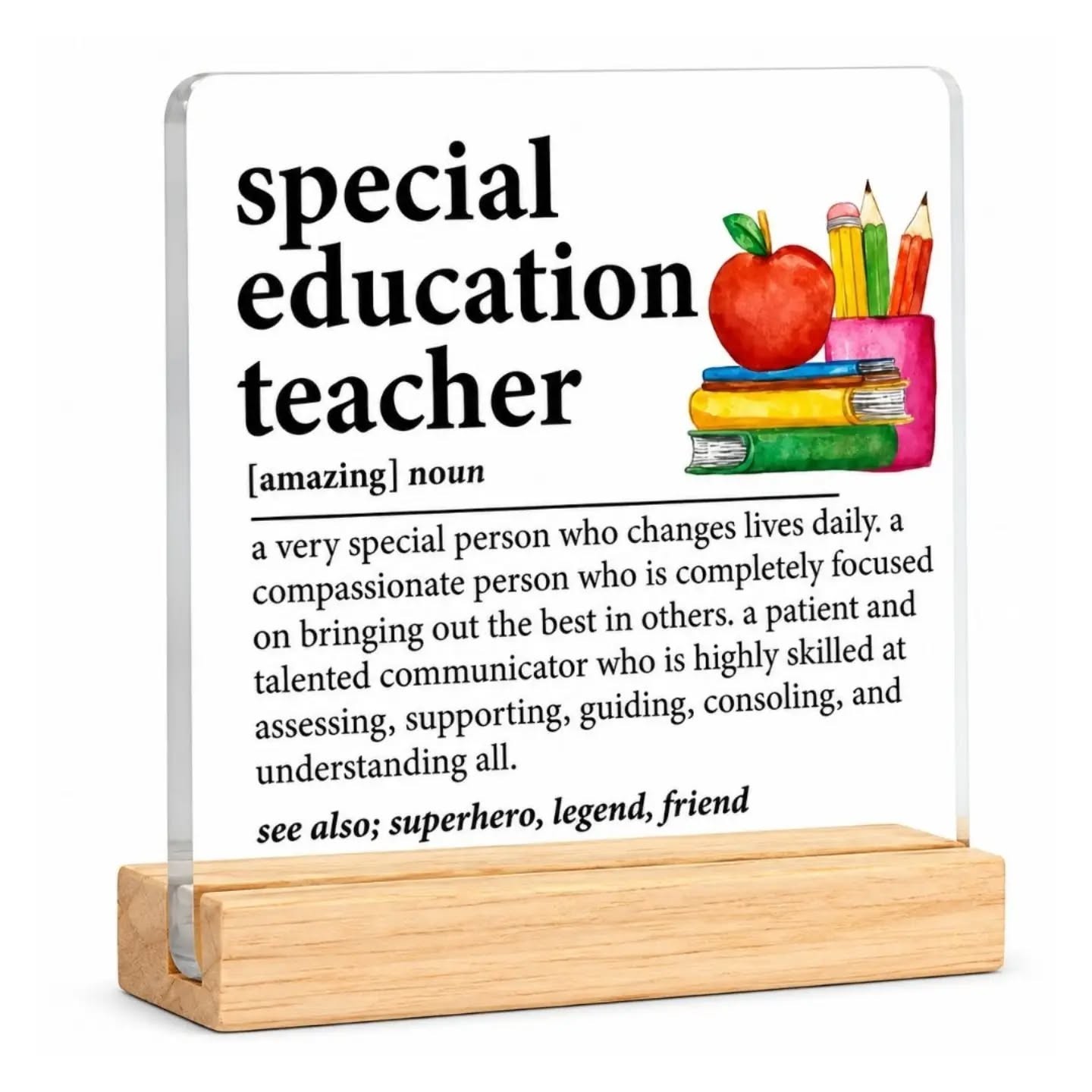 Special Education Teacher Mini Appreciation Desk Plaque With Wooden Base – view 1
