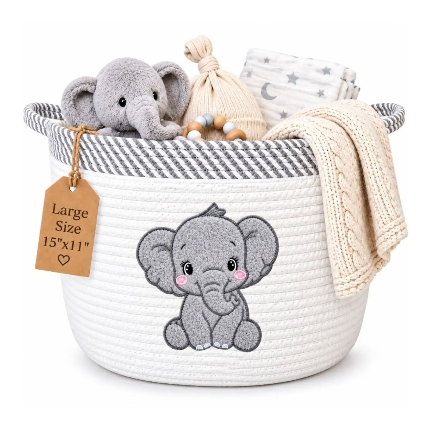 Sweet Little Elephant Baby Basket – view 1