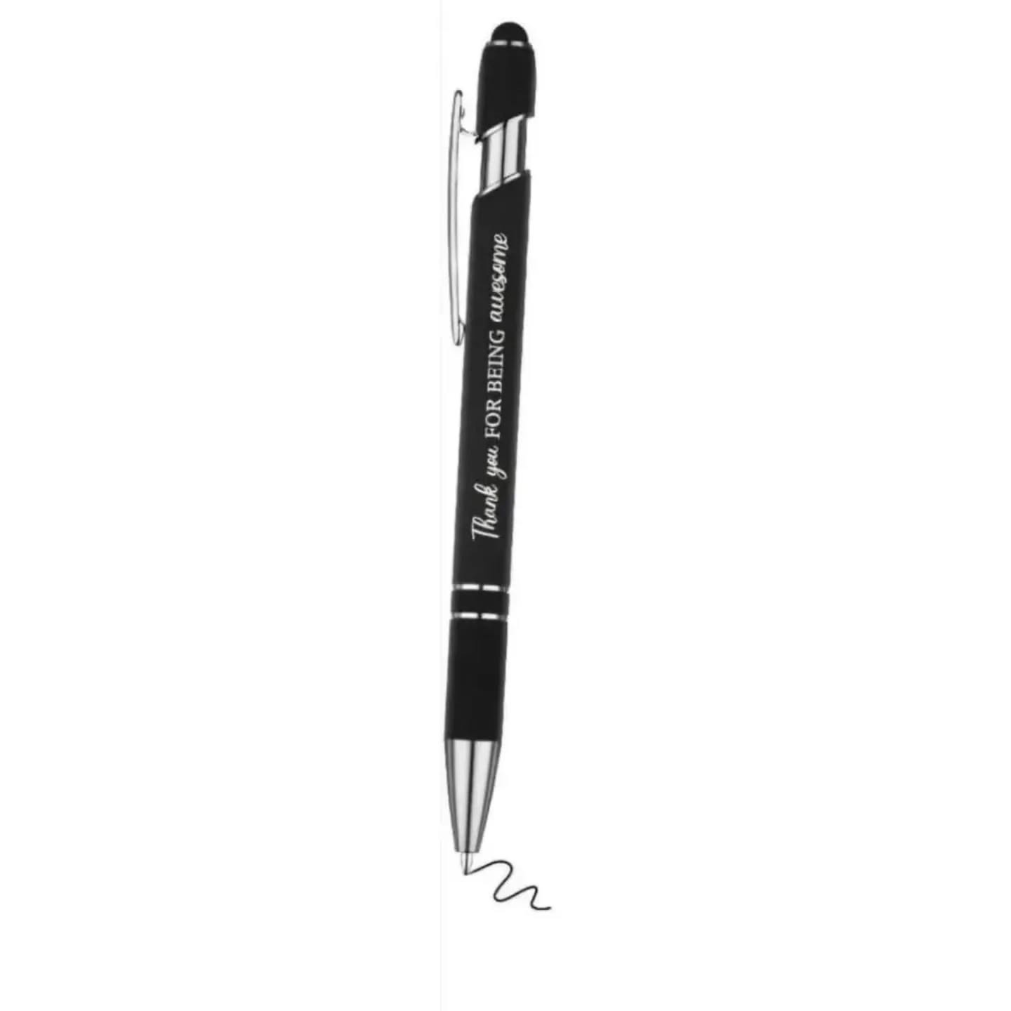 Thank You For Being Awesome Elegant Black & Silver Gift Pen With Stylus – view 1
