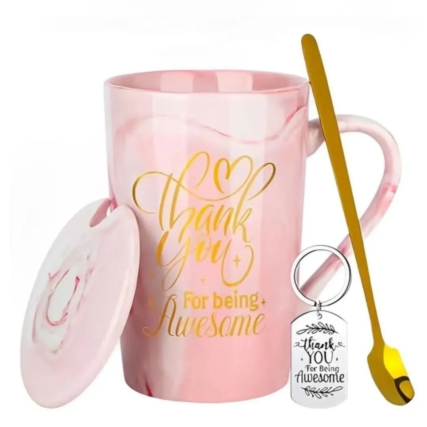 Thank You For Being Awesome Pink & Gold Mug – view 1