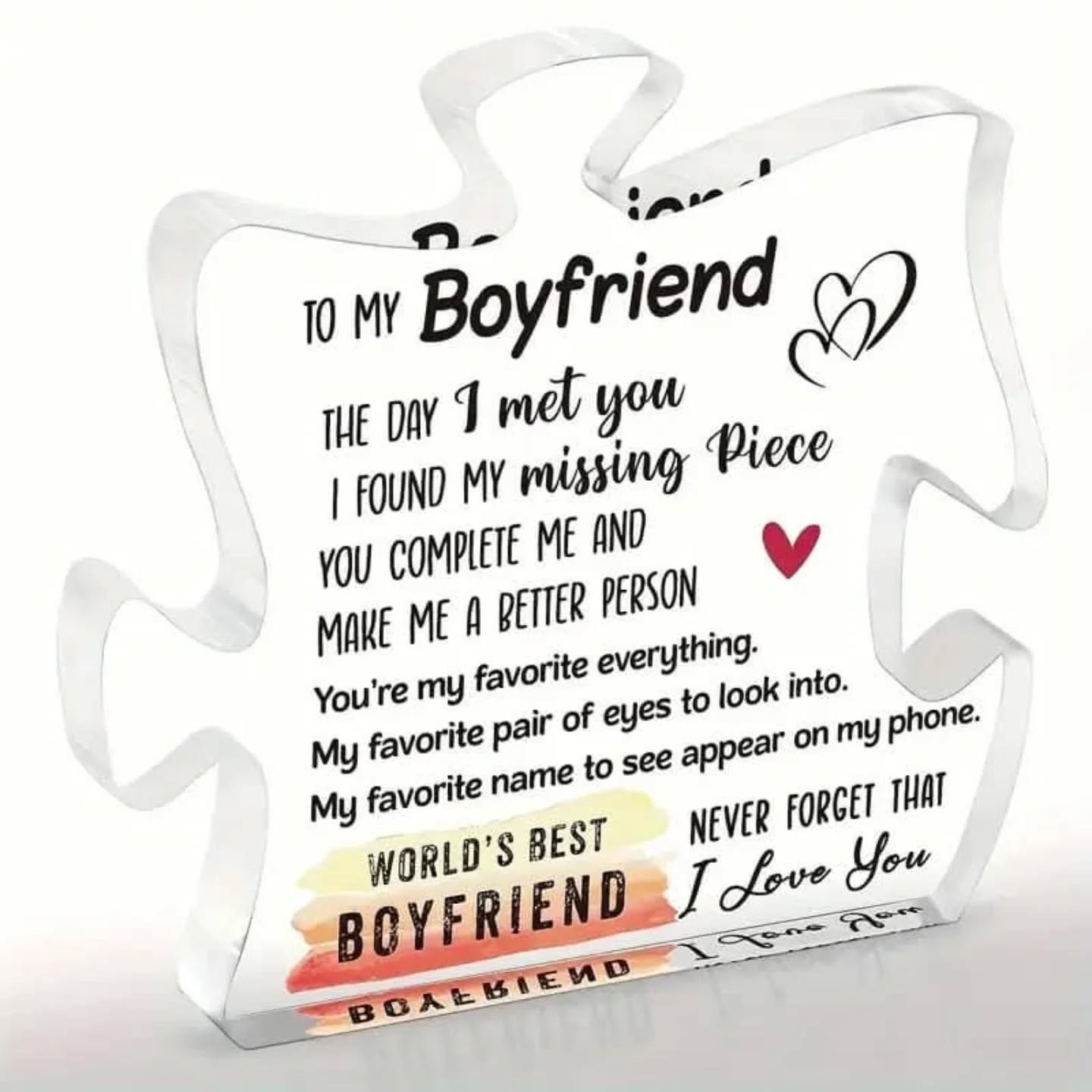 "To My Boyfriend" Acrylic Puzzle Piece – view 1