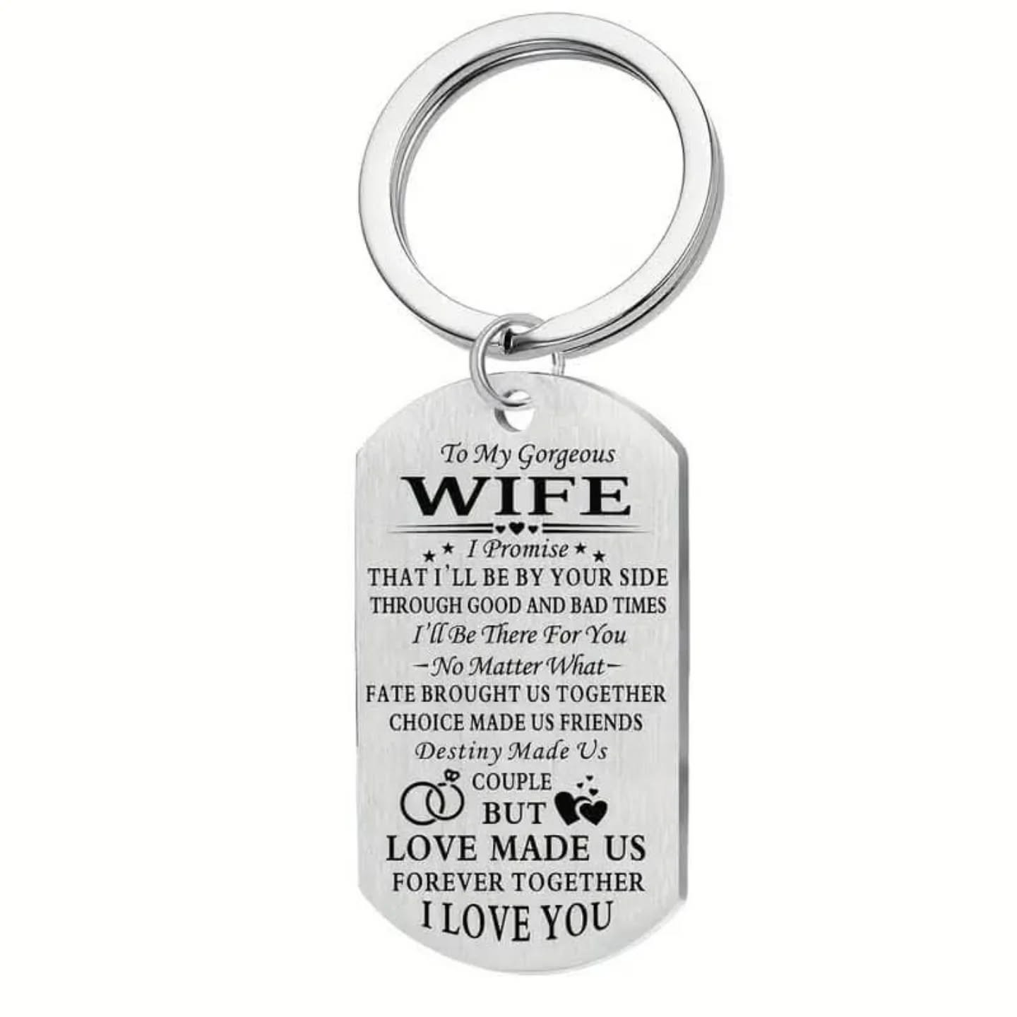 To My Gorgeous Wife Stainless Steel Keychain – view 1