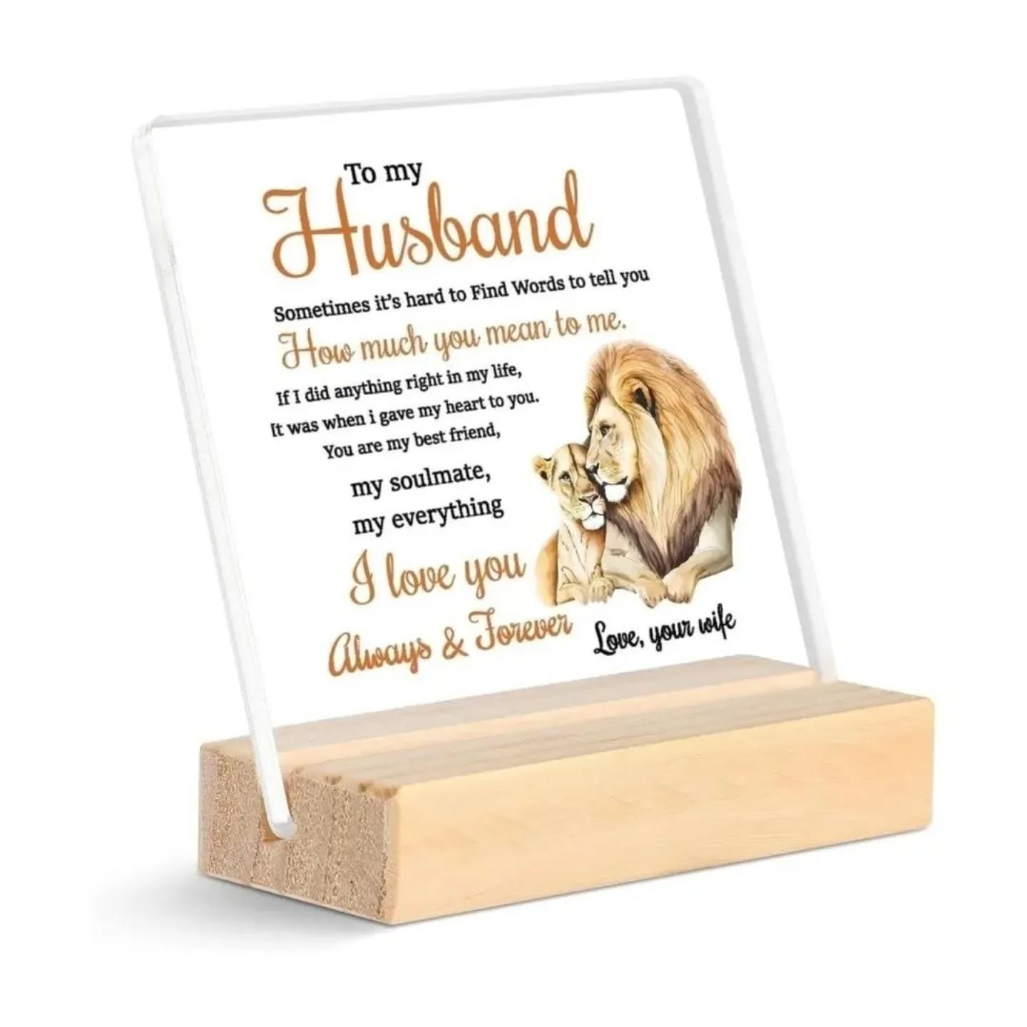 To My Husband, I Love You Mini Desk Plaque With Wooden Stand – view 1