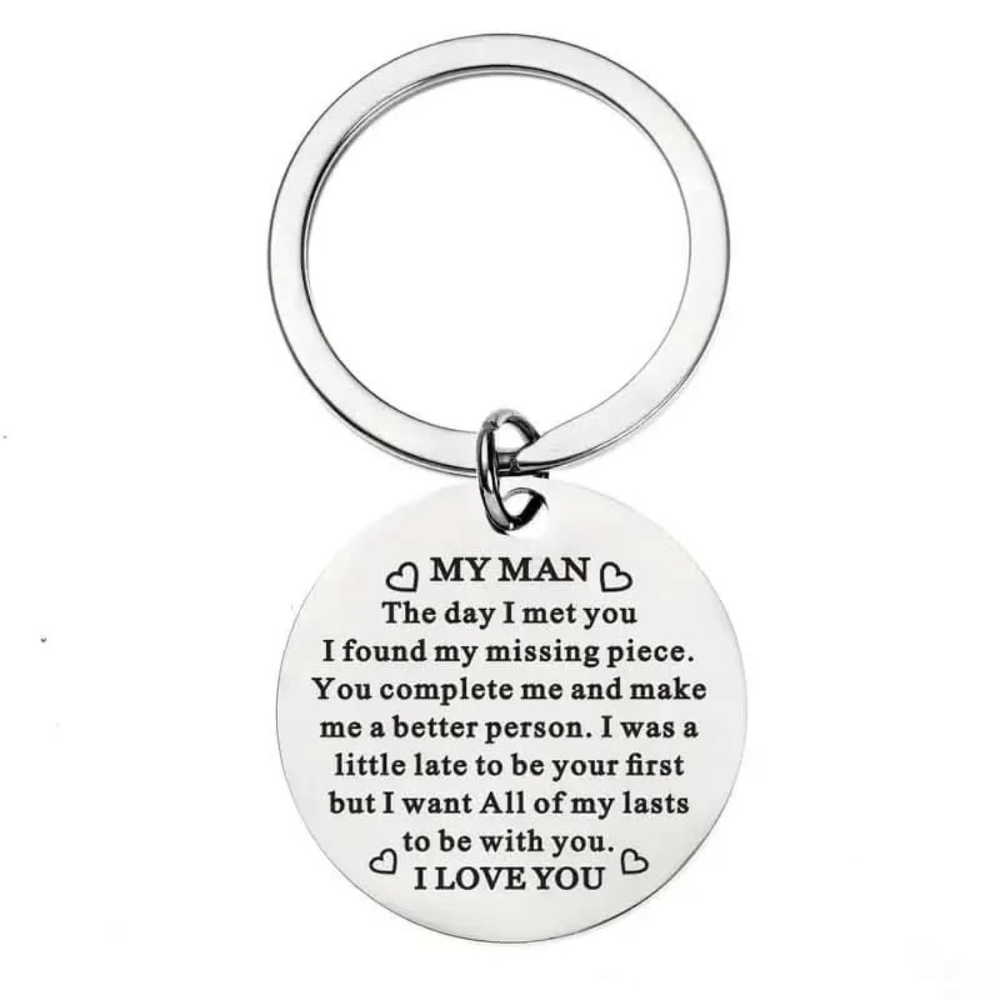 "To My Man" Stainless Steel Keychain – view 1