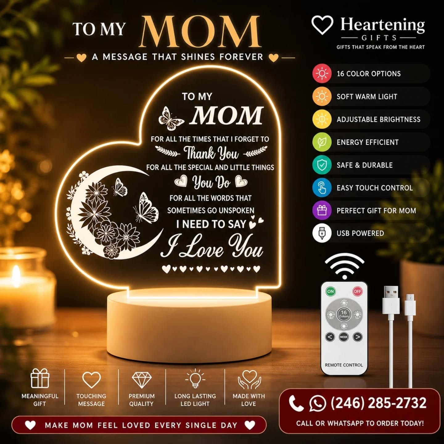 To My Mom, I Need To Say I Love You LED Light/Lamp – view 1