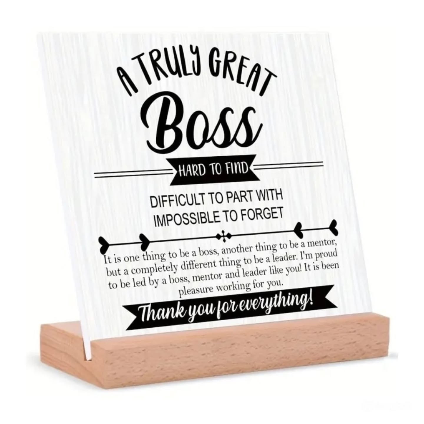 A Truly Great Boss Black & White Plaque With Wooden Base – view 1