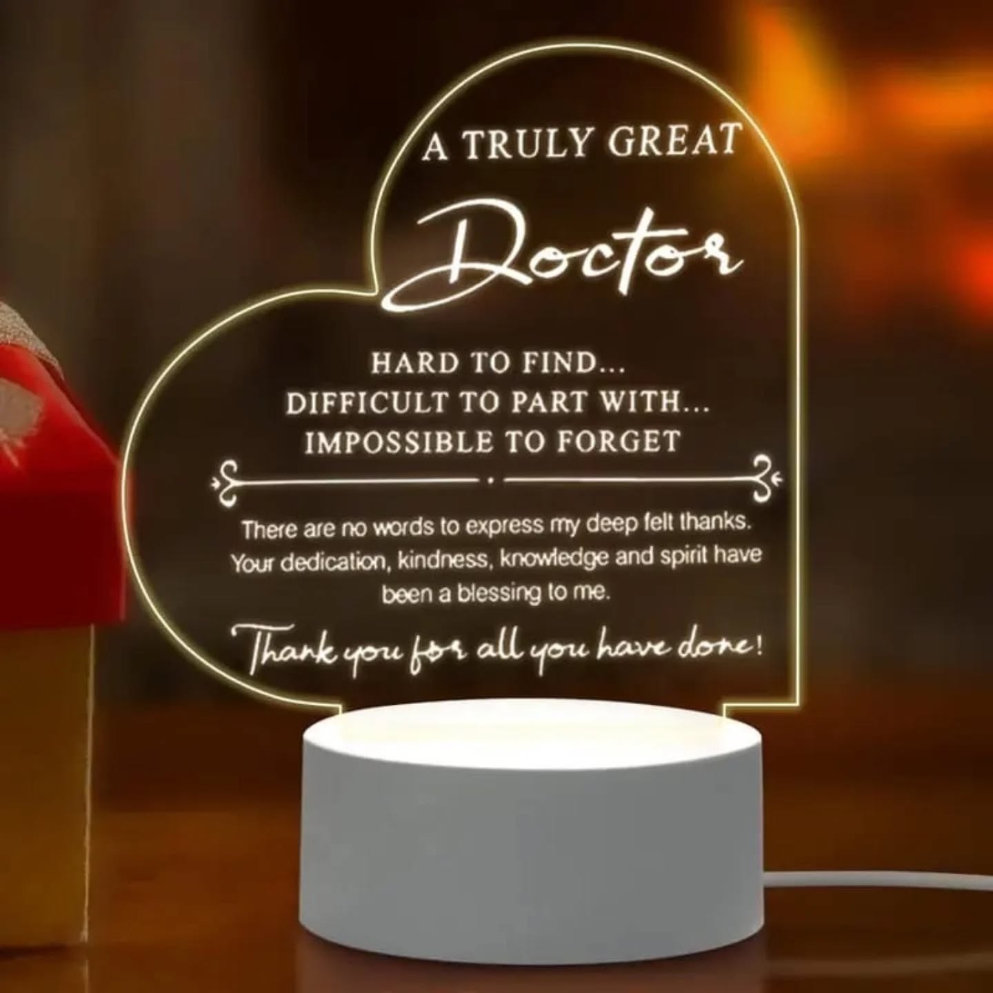 A Truly Great Doctor Is Hard To Find & Impossible To Forget, Thank You Heart LED Light – view 1