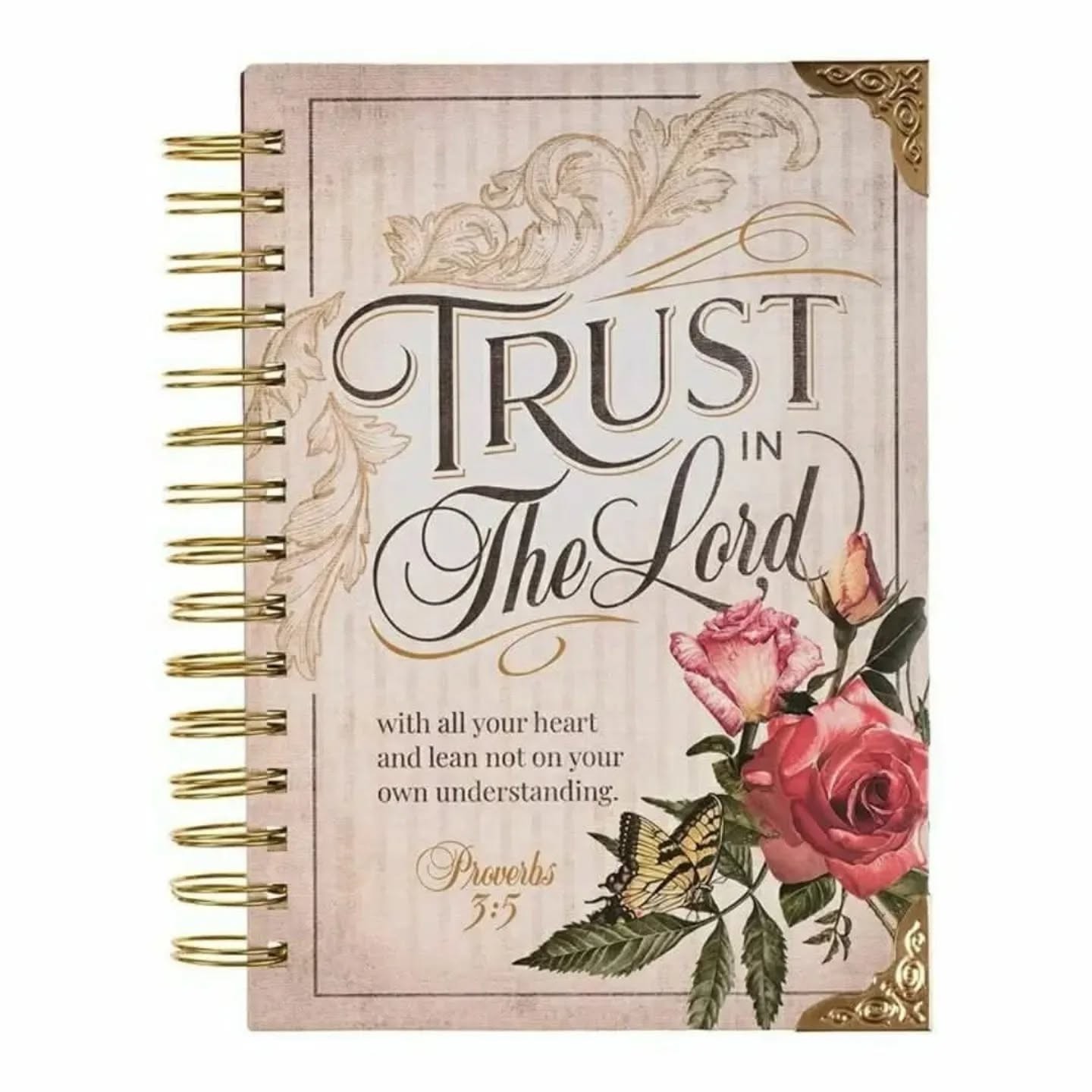 Trust In the Lord Floral Wirebound Journal, Burgundy – view 1