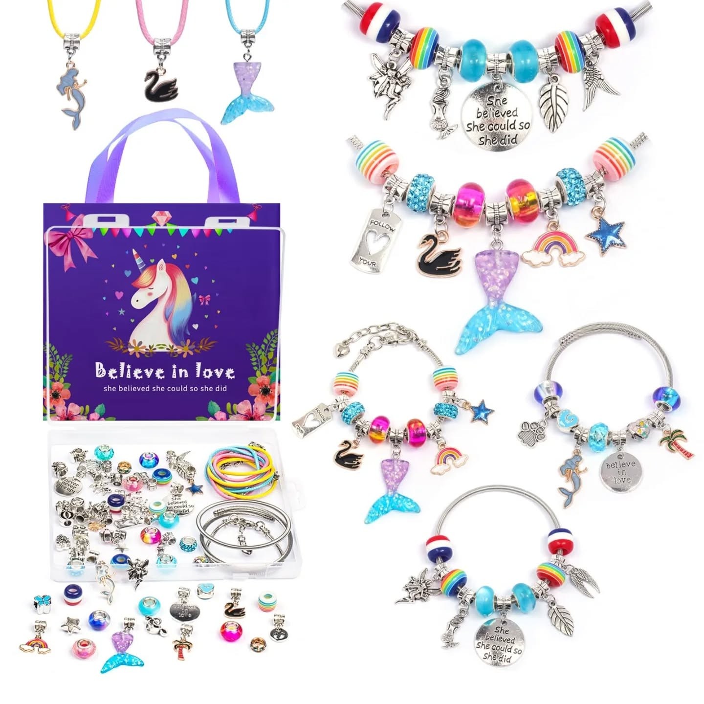 Unicorn Mermaid Charm Bracelet Making Kit – view 1