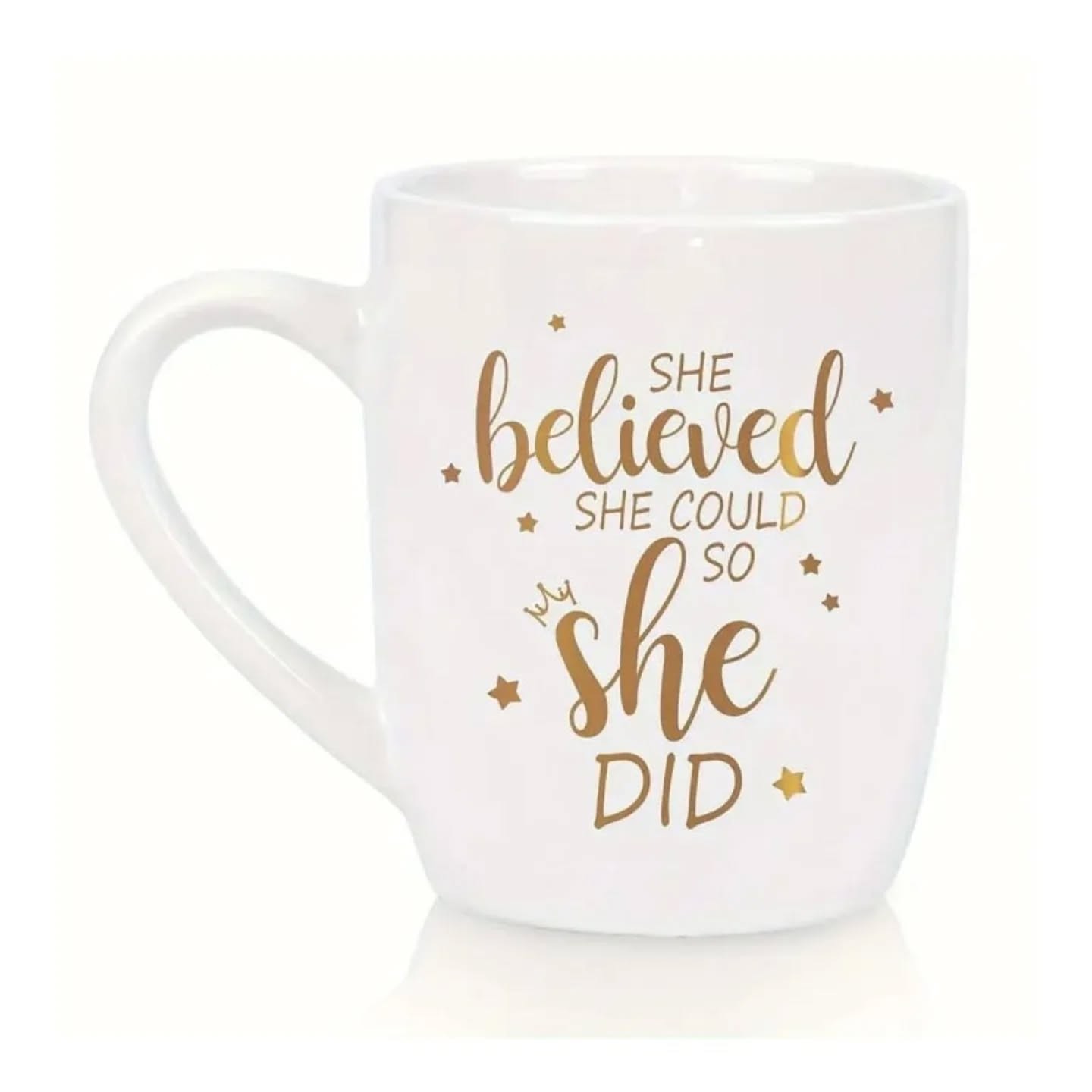 White & Gold She Believed She Could So She Did Motivational Empowerment Mug (12oz) – view 1