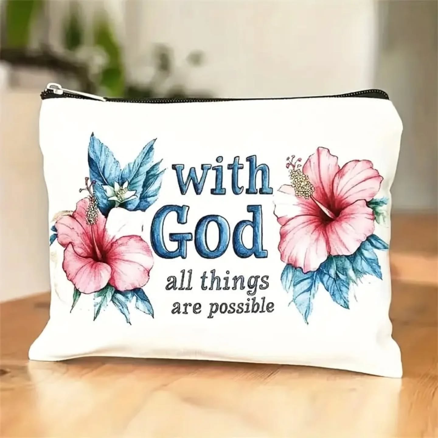 With God All Things Are Possible Canvas Pouch – view 1