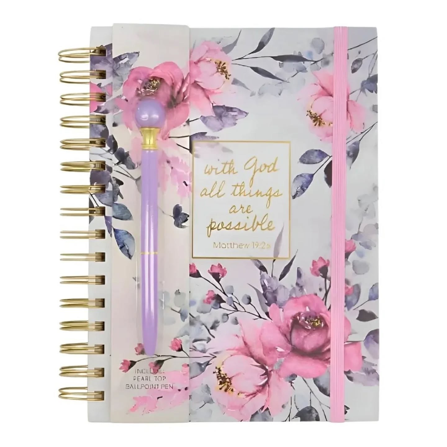 With God All Things Are Possible Pink & Purple Journal & Pen Set – view 1