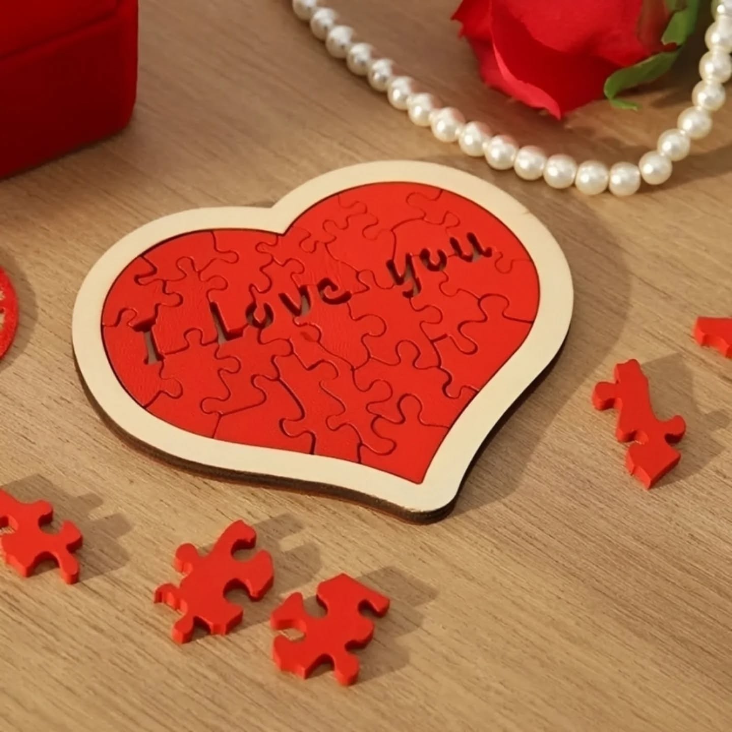 Wooden Mini Heart I Love You Puzzle – view 1