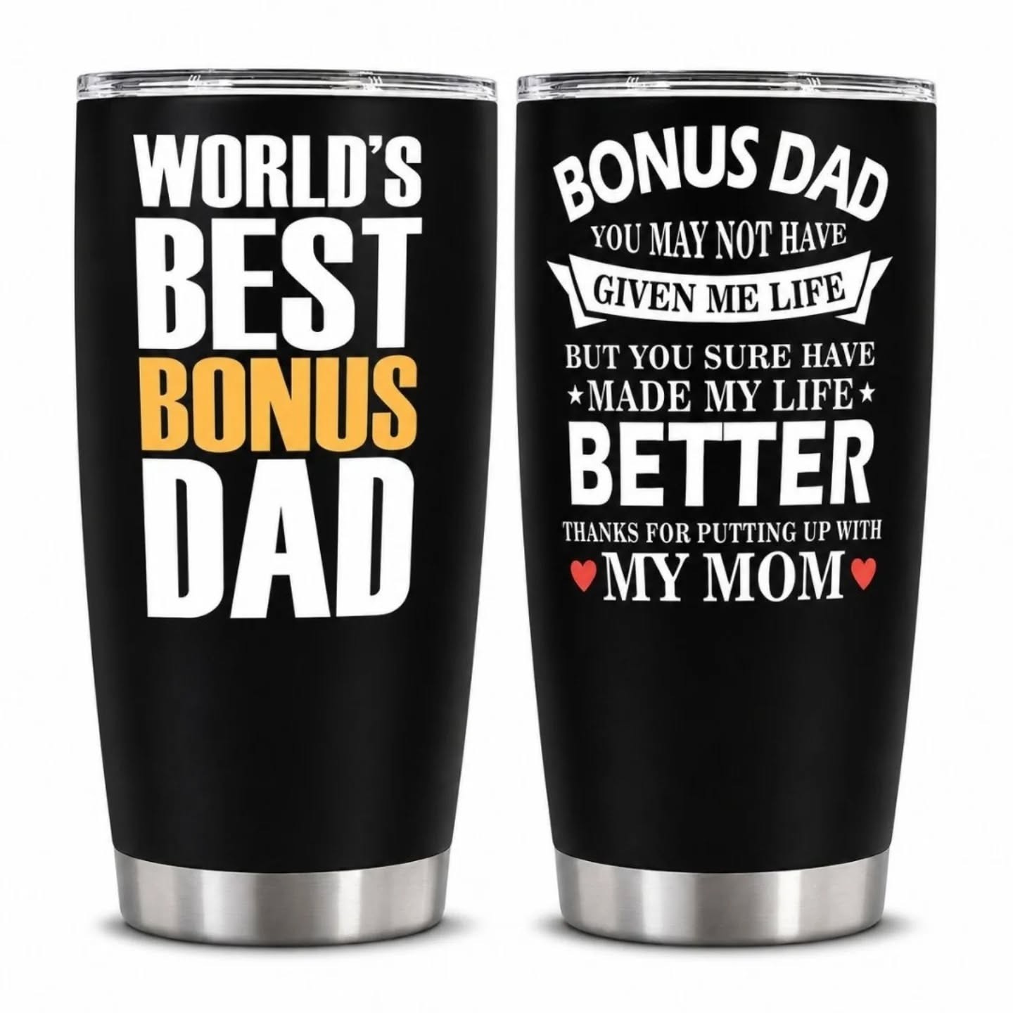 World's Best Bonus Dad Stainless Steel Tumbler (20oz) – view 1