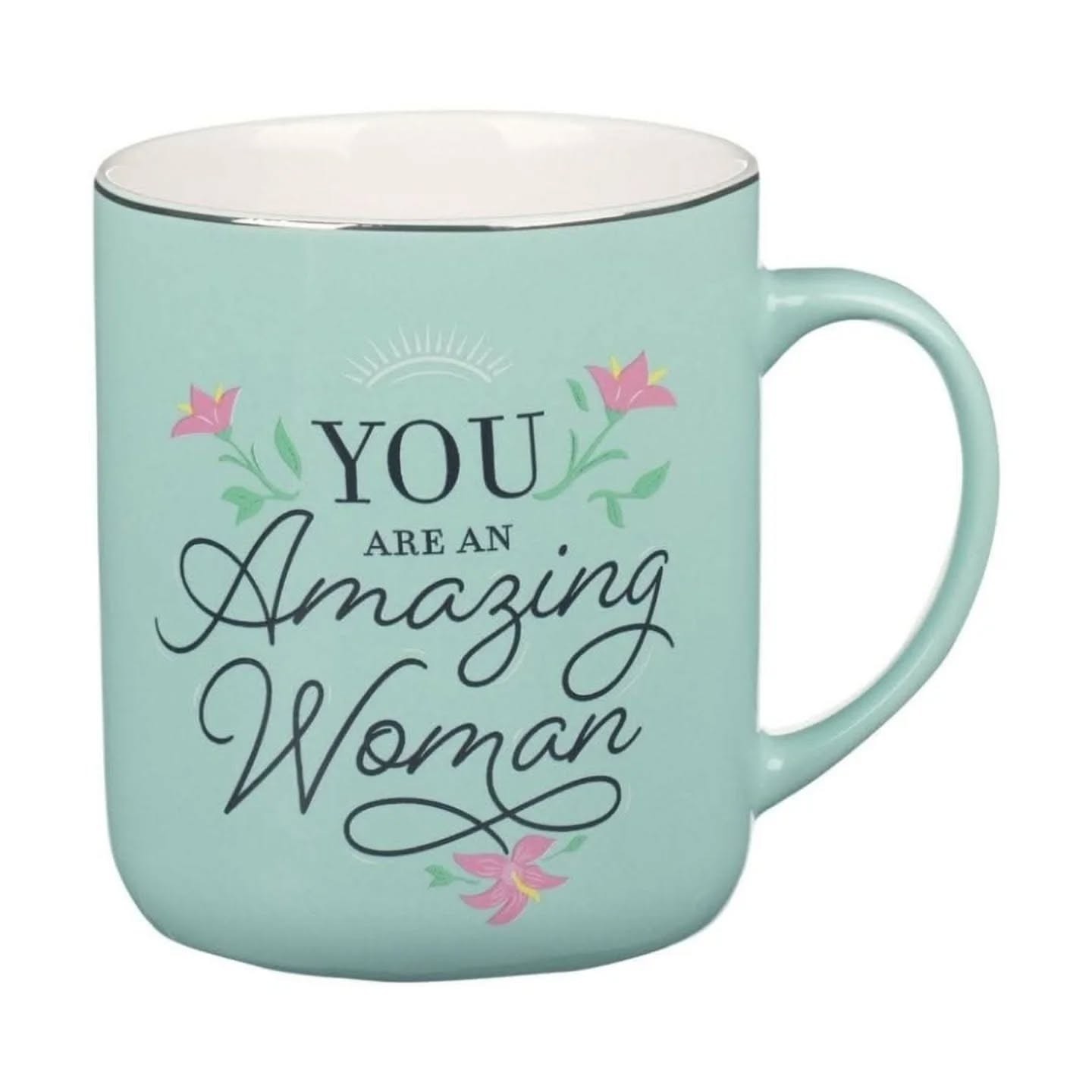 You Are An Amazing Woman Teal Ceramic Coffee Mug (14oz) – view 1